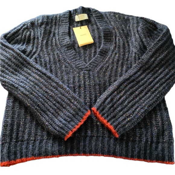 La Ligne Fuzzy Wuzzy V Neck Sweater, Navy, Large, Alpaca/wool/cotton (NWT) - Picture 9 of 16